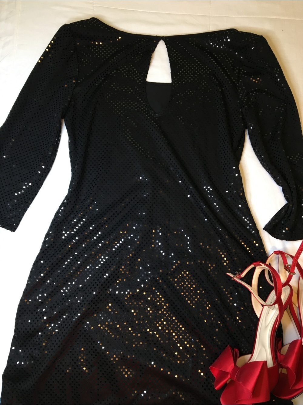 Express Black Sequin Long Sleeve Dress